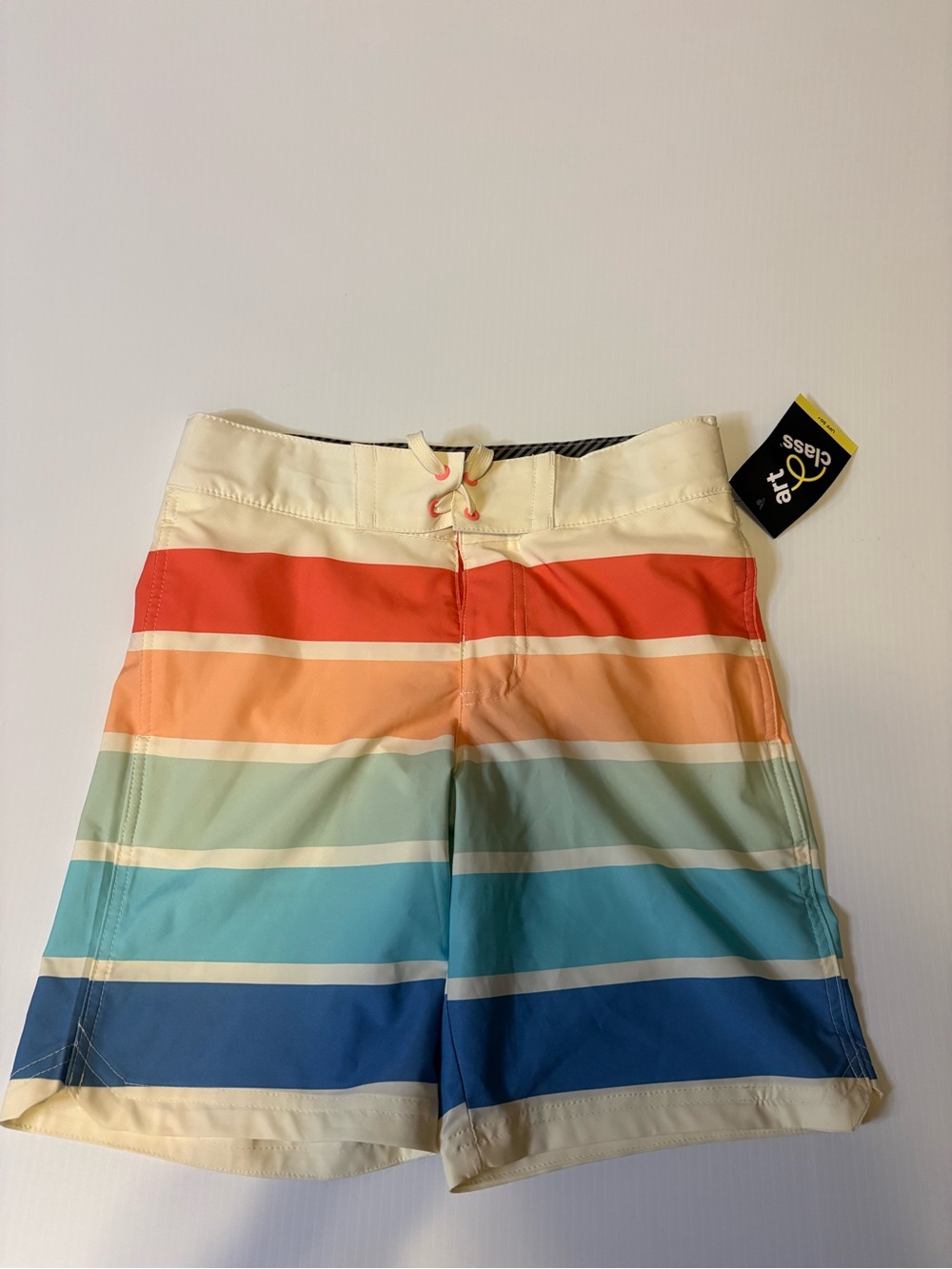 Men's Multicolor Stripe Swim Shorts - Yellow/Coral/Blue
